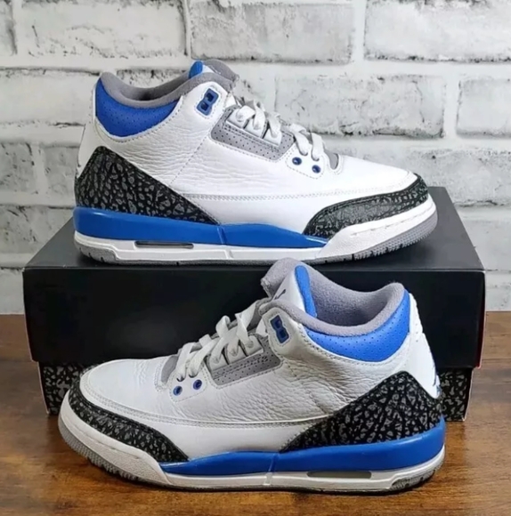 Air Jordan 3 Retro Racer Blue (GS) Basketball Sneakers 398614-145 Size 5.5 / 7W